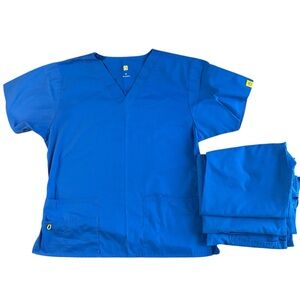 Bundle of WonderWink Blue Scrub Tops-Five Tops